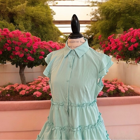 Vintage Sundress. Button down. Flutter sleeve. Ruffled tiers. Super light. - Picture 15 of 16